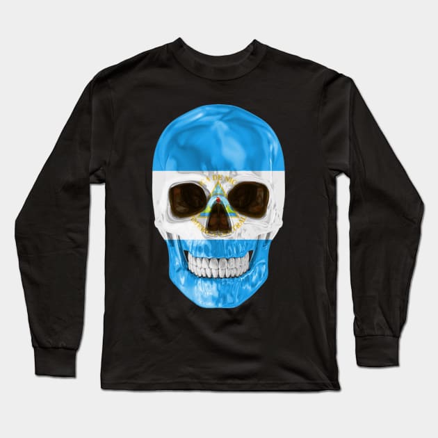 Nicaragua Flag Skull - Gift for Nicaraguan With Roots From Nicaragua Long Sleeve T-Shirt by Country Flags